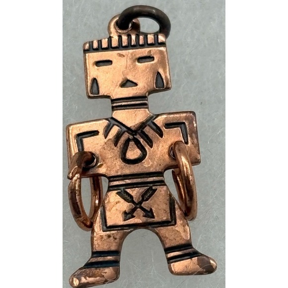 The Unbranded Brand Jewelry - Vintage Copper Southwestern Tribal Figure Charm Pendant – Native-Style Design
